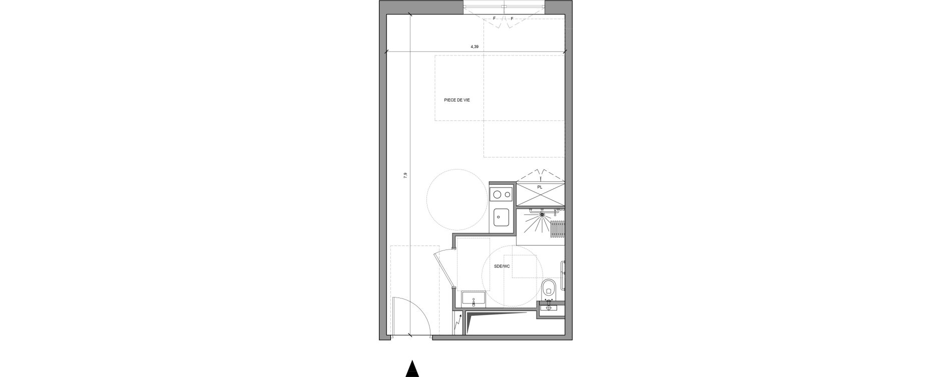 Appartement T1 meubl&eacute; de 32,30 m2 &agrave; Roissy-En-France Centre