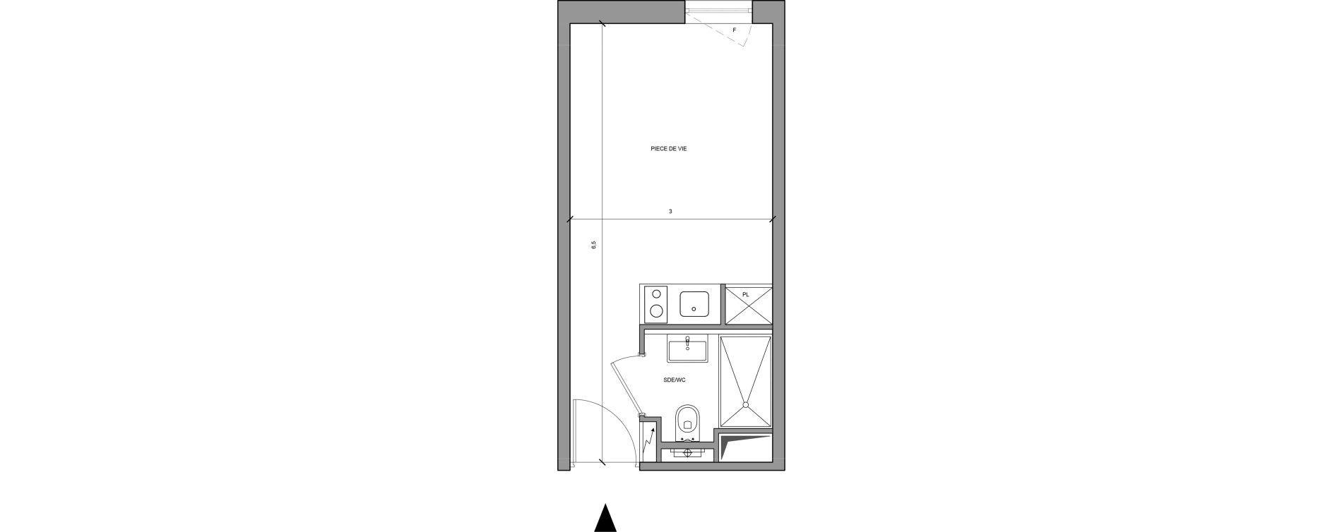 Studio meubl&eacute; de 18,30 m2 &agrave; Roissy-En-France Centre