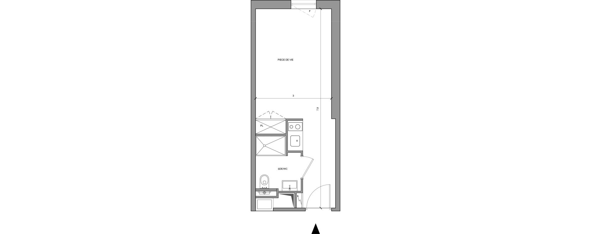 Studio meubl&eacute; de 22,60 m2 &agrave; Roissy-En-France Centre