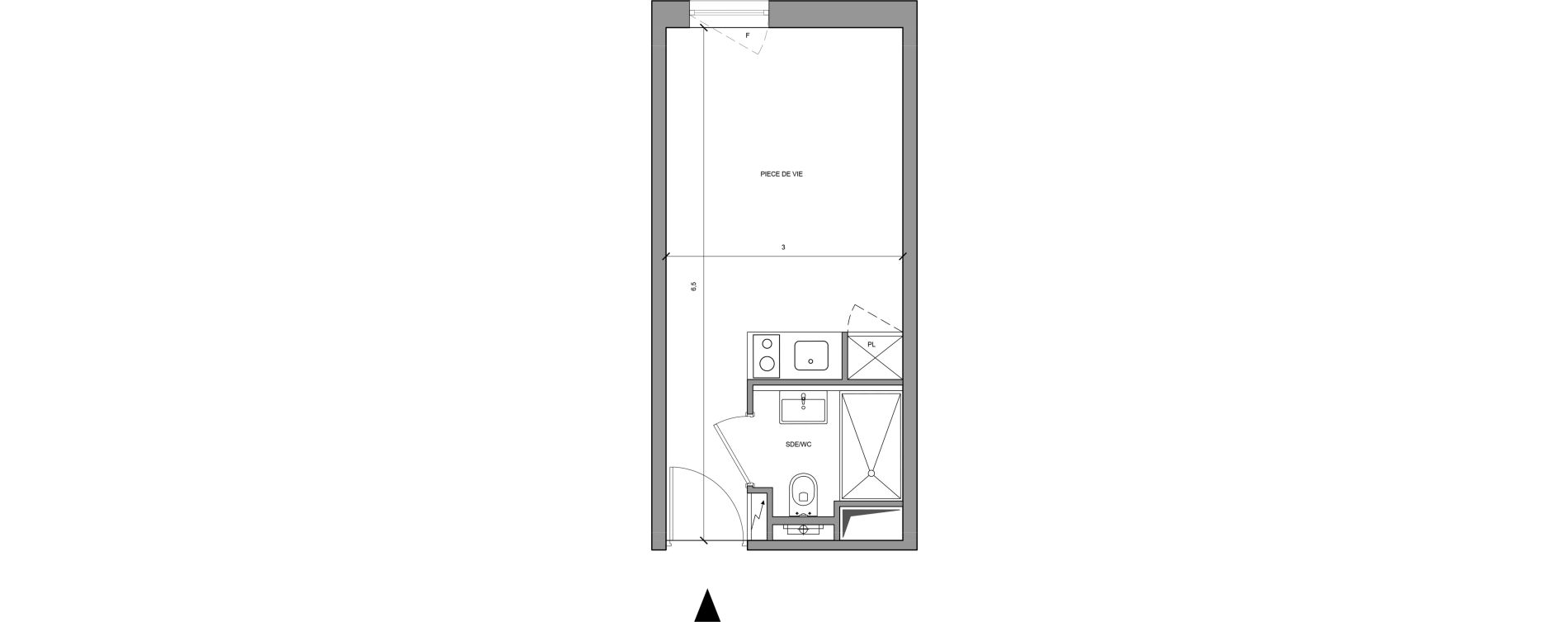 Studio meubl&eacute; de 18,30 m2 &agrave; Roissy-En-France Centre