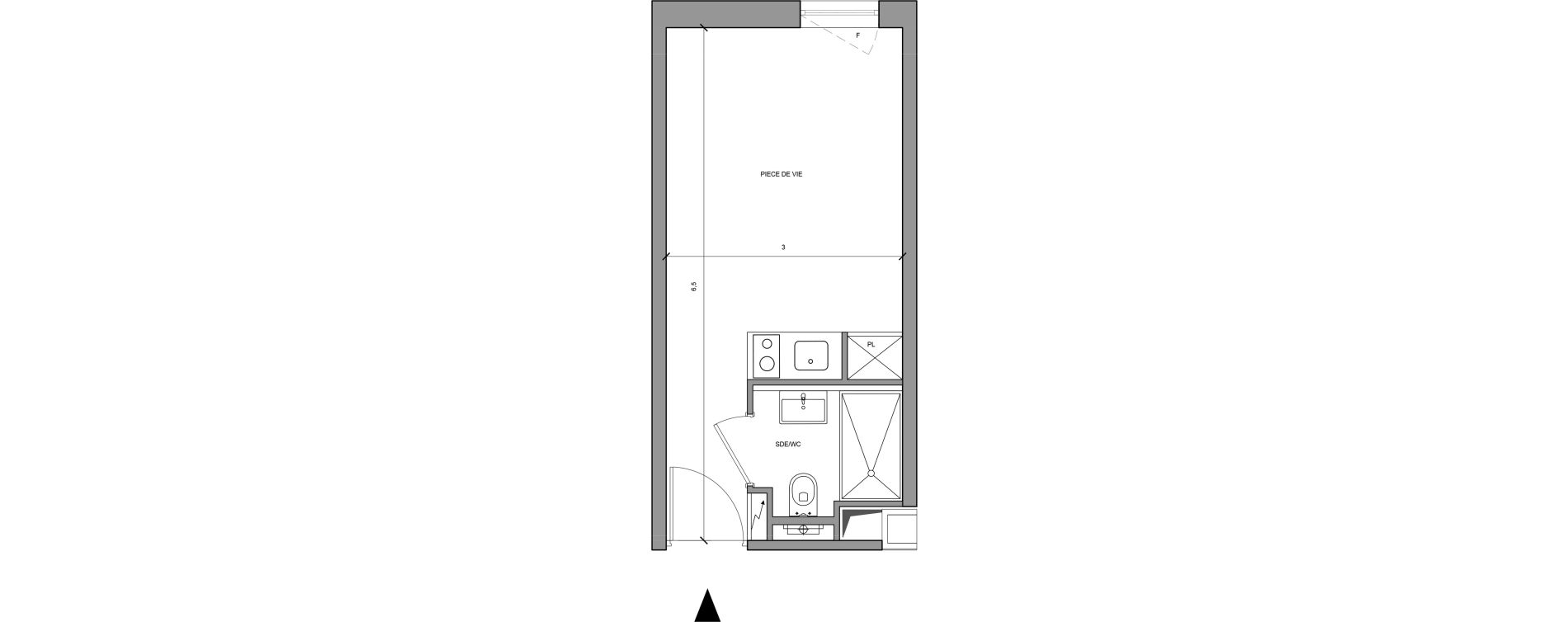 Studio meubl&eacute; de 18,30 m2 &agrave; Roissy-En-France Centre