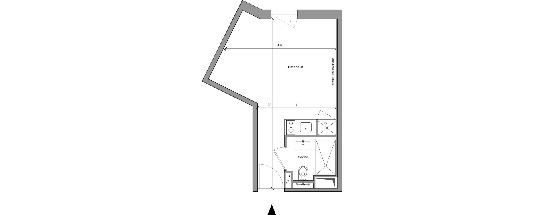 Studio meubl&eacute; de 22,30 m2 &agrave; Roissy-En-France Centre