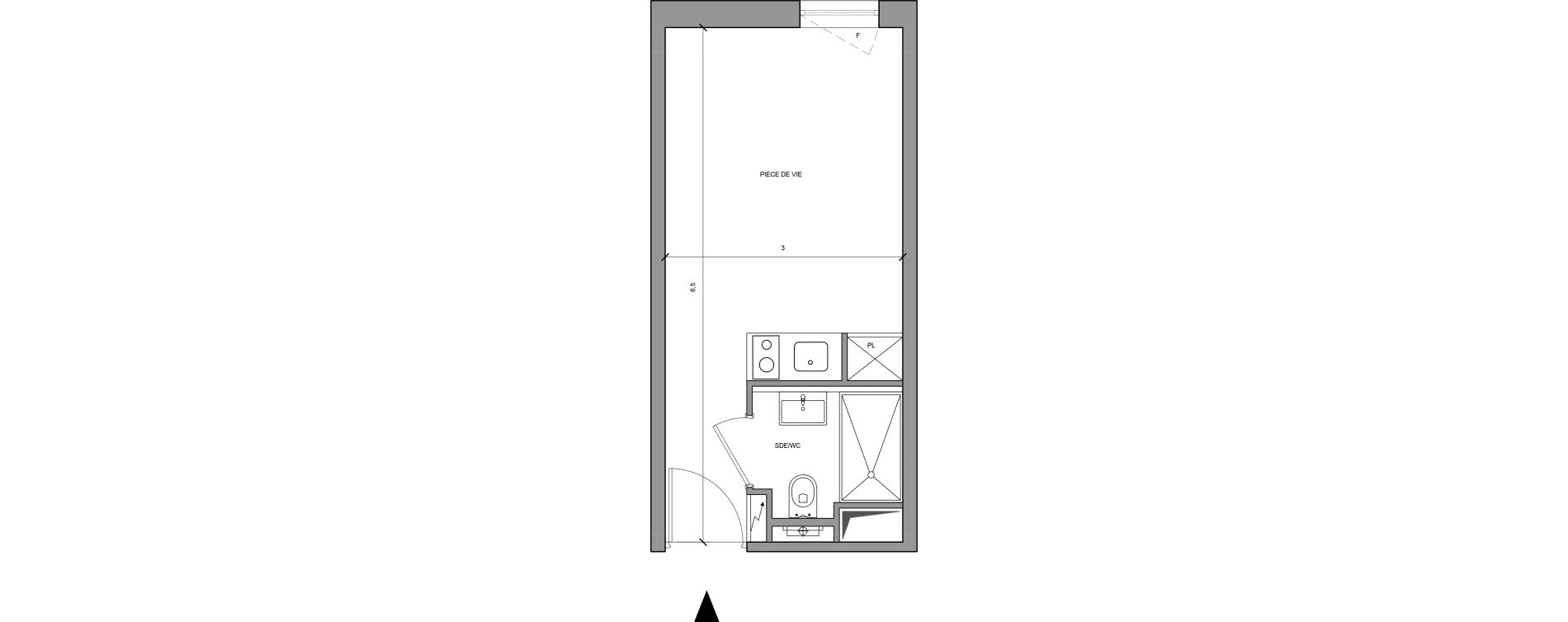 Studio meubl&eacute; de 18,30 m2 &agrave; Roissy-En-France Centre