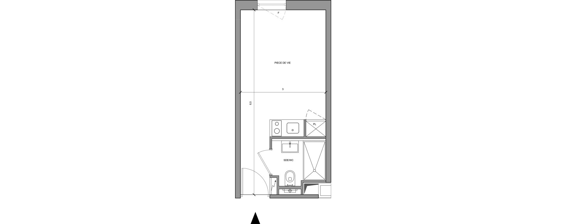 Studio meubl&eacute; de 18,30 m2 &agrave; Roissy-En-France Centre