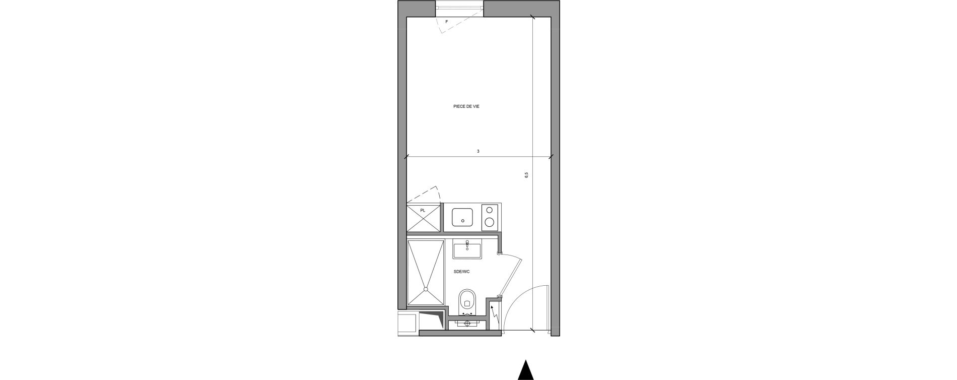 Studio meubl&eacute; de 18,30 m2 &agrave; Roissy-En-France Centre