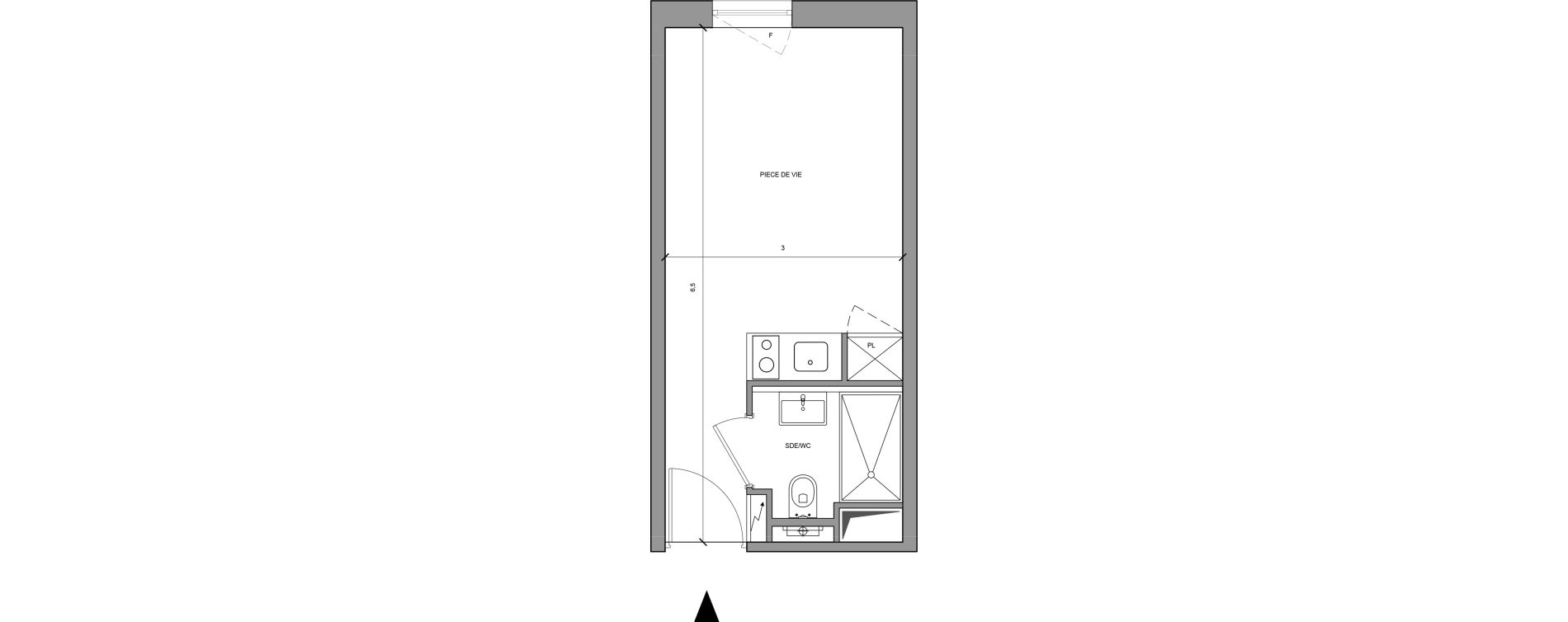 Studio meubl&eacute; de 18,30 m2 &agrave; Roissy-En-France Centre