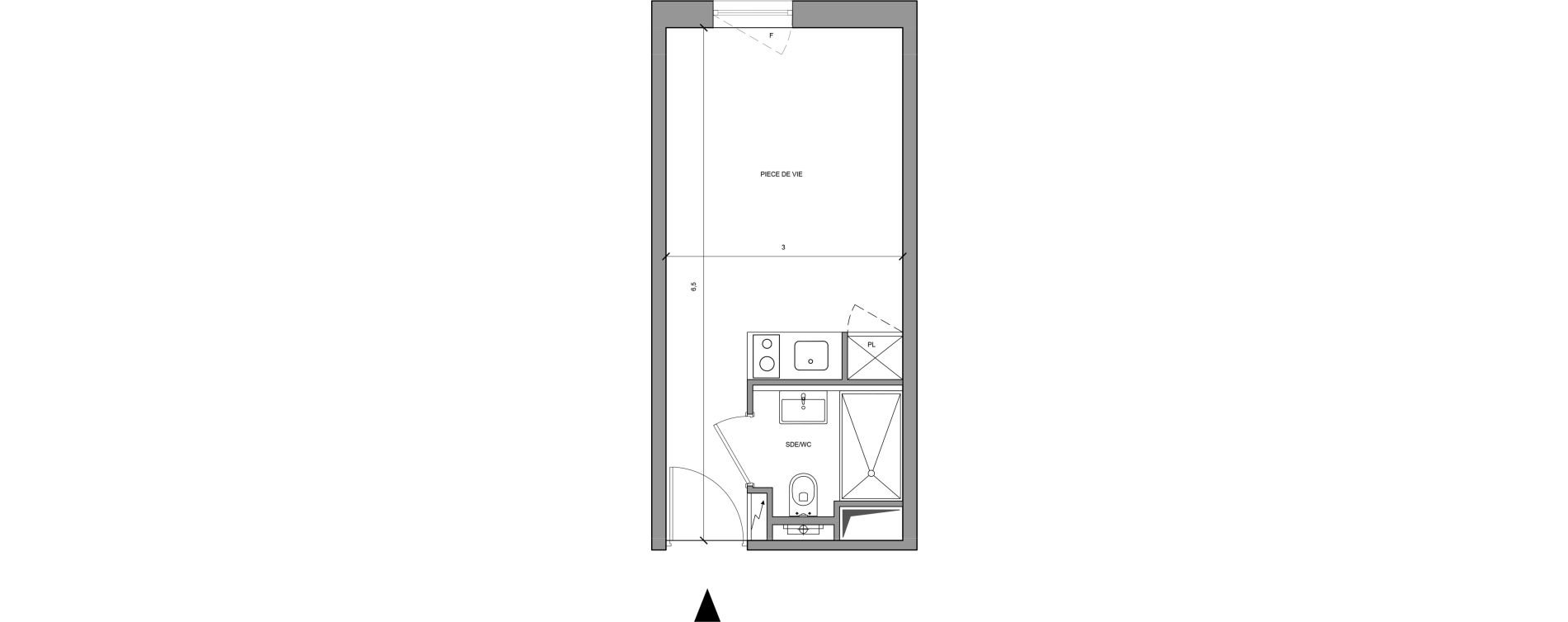 Studio meubl&eacute; de 18,30 m2 &agrave; Roissy-En-France Centre