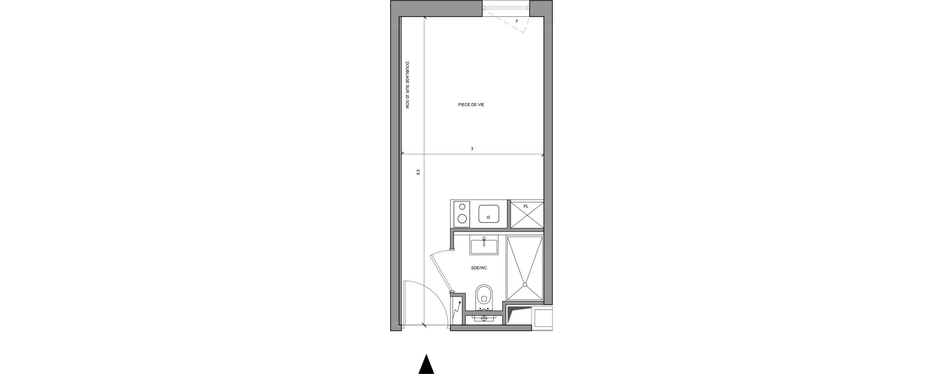 Studio meubl&eacute; de 18,30 m2 &agrave; Roissy-En-France Centre