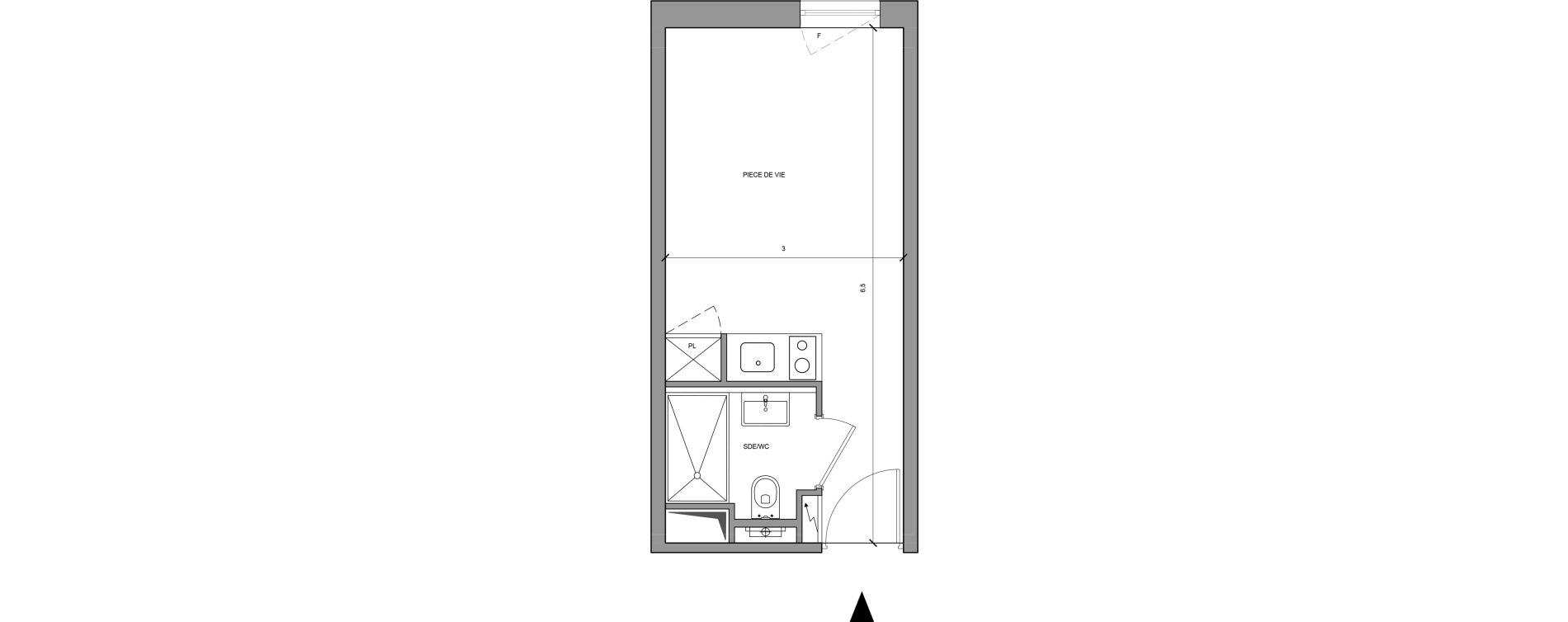 Studio meubl&eacute; de 18,30 m2 &agrave; Roissy-En-France Centre