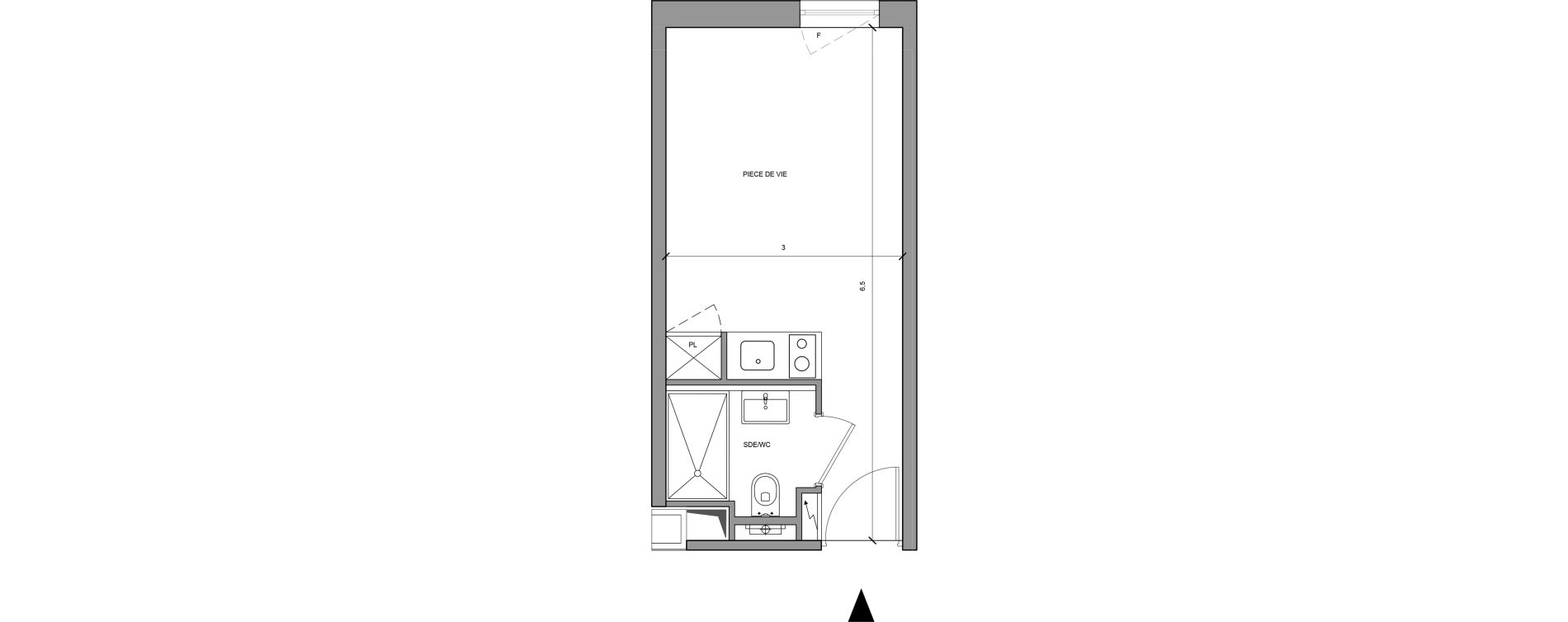 Studio meubl&eacute; de 18,30 m2 &agrave; Roissy-En-France Centre