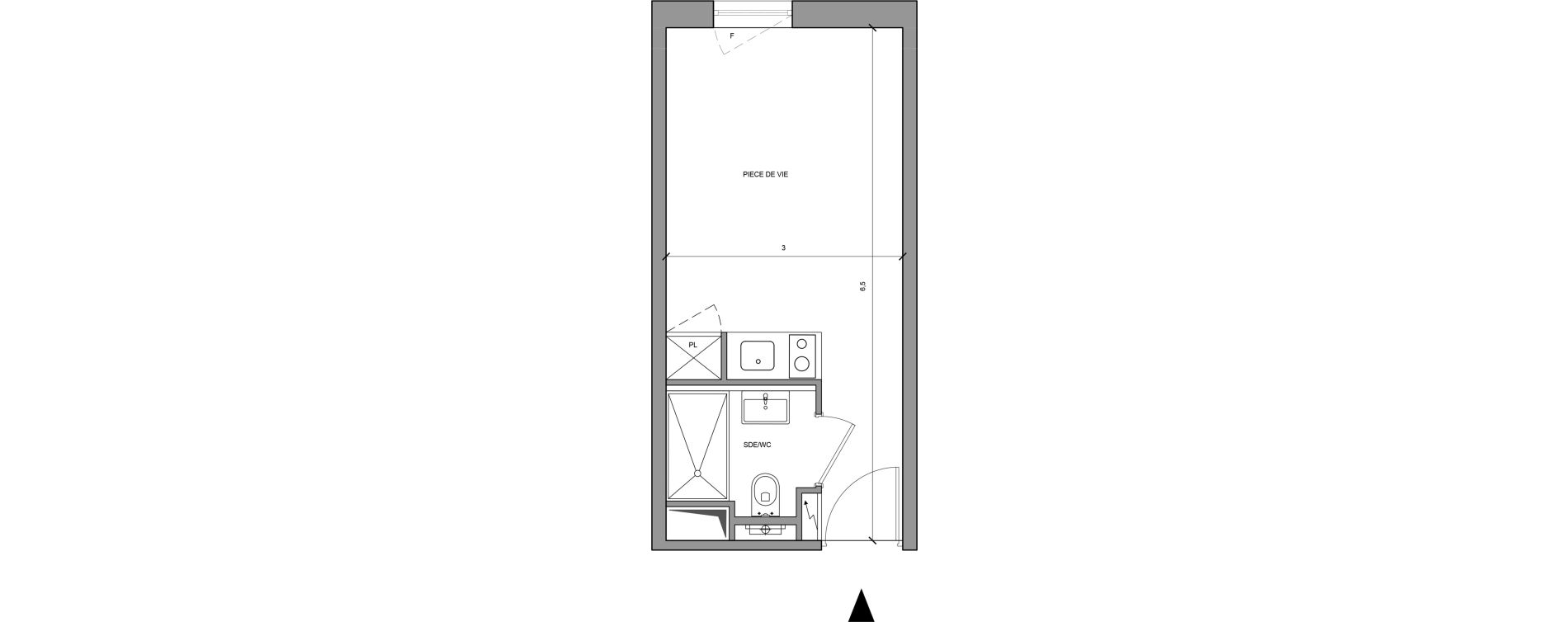 Studio meubl&eacute; de 18,30 m2 &agrave; Roissy-En-France Centre