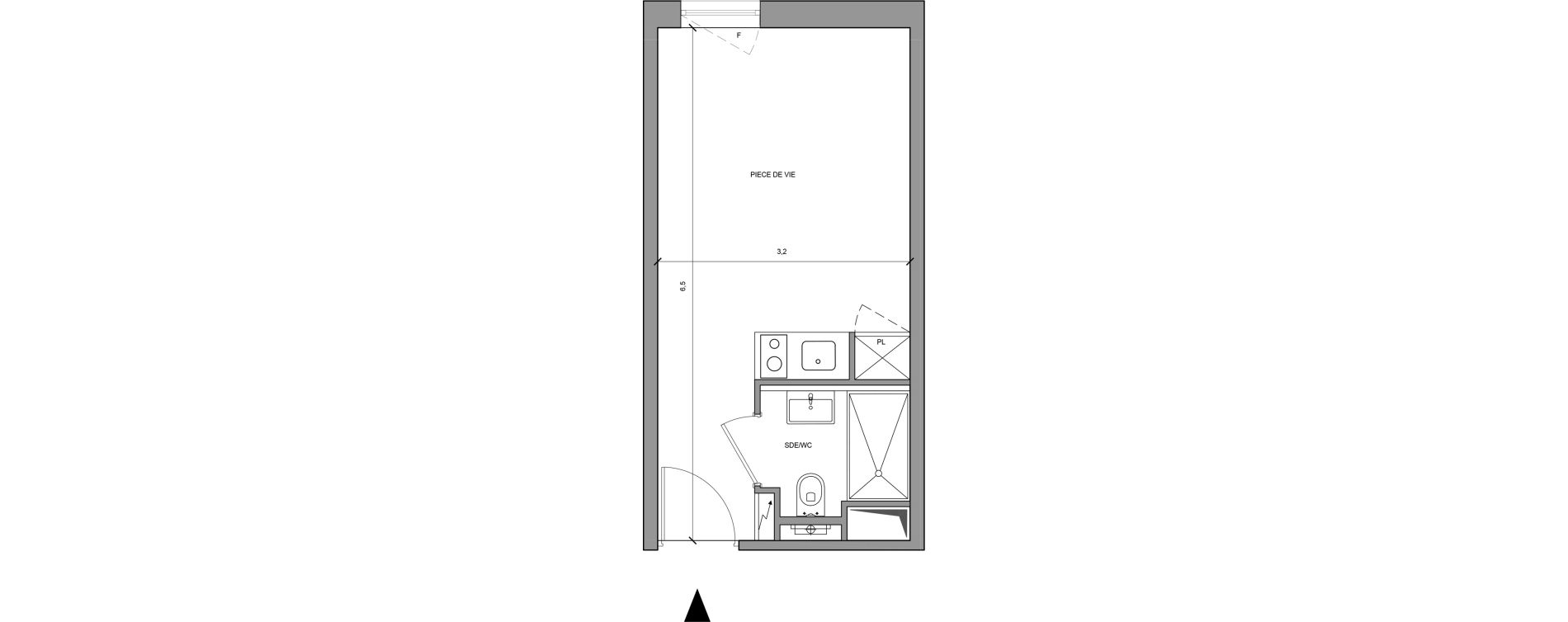 Studio meubl&eacute; de 19,60 m2 &agrave; Roissy-En-France Centre