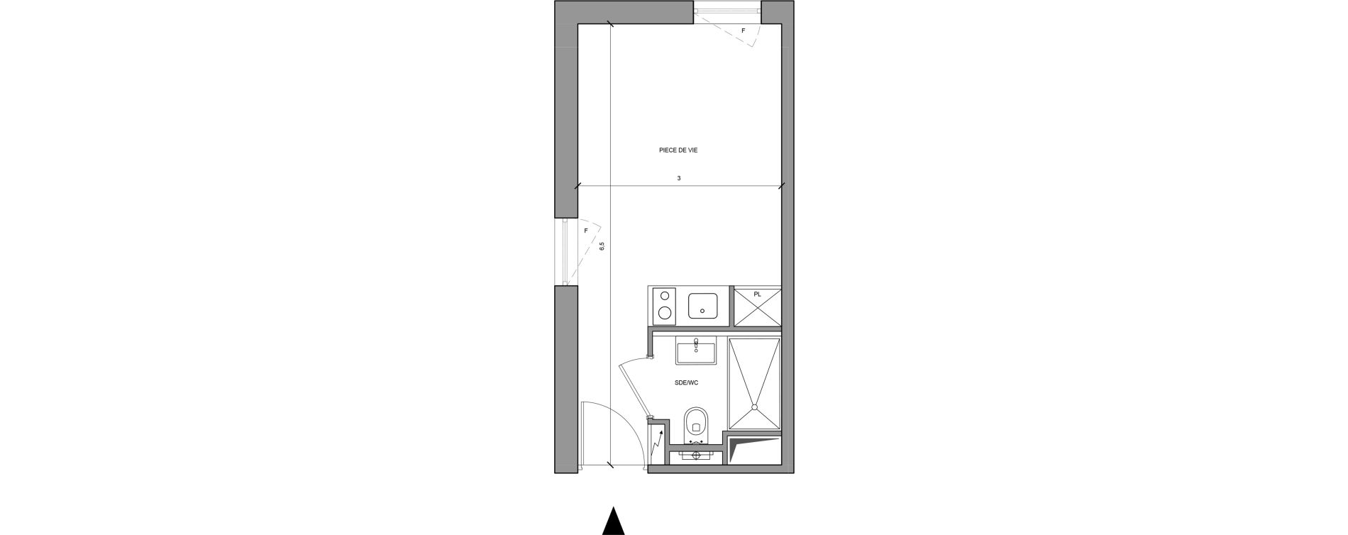 Studio meubl&eacute; de 18,30 m2 &agrave; Roissy-En-France Centre