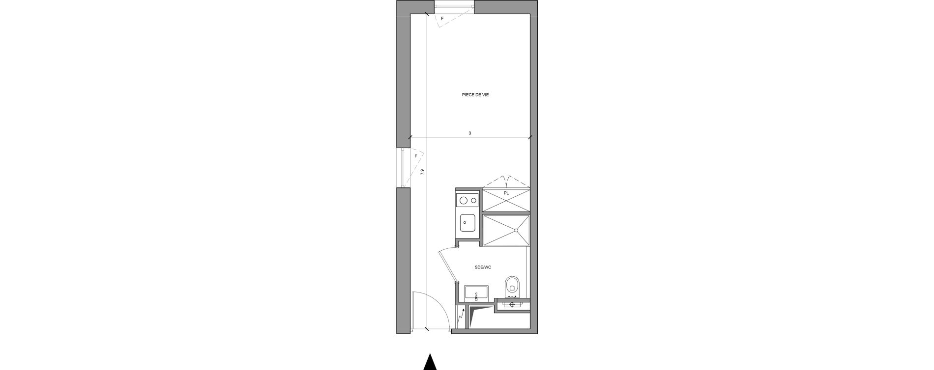 Studio meubl&eacute; de 22,00 m2 &agrave; Roissy-En-France Centre