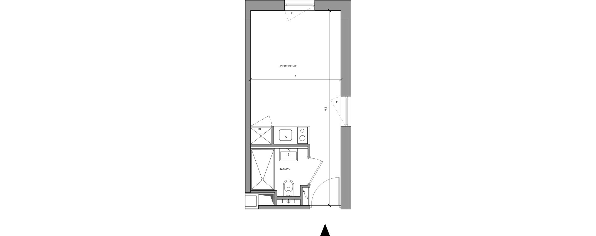 Studio meubl&eacute; de 18,30 m2 &agrave; Roissy-En-France Centre