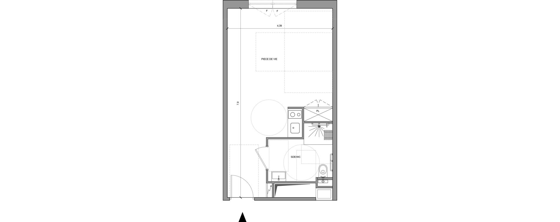 Appartement T1 meubl&eacute; de 32,30 m2 &agrave; Roissy-En-France Centre