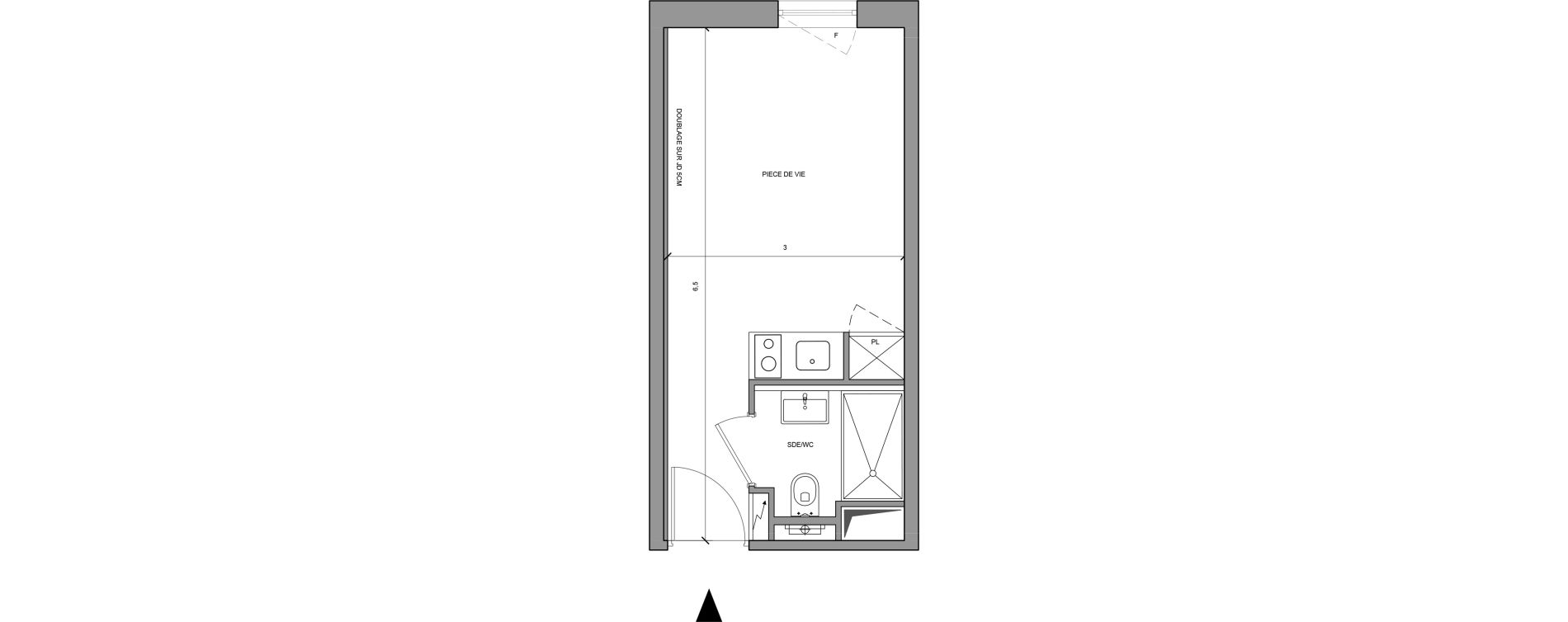 Studio meubl&eacute; de 18,30 m2 &agrave; Roissy-En-France Centre