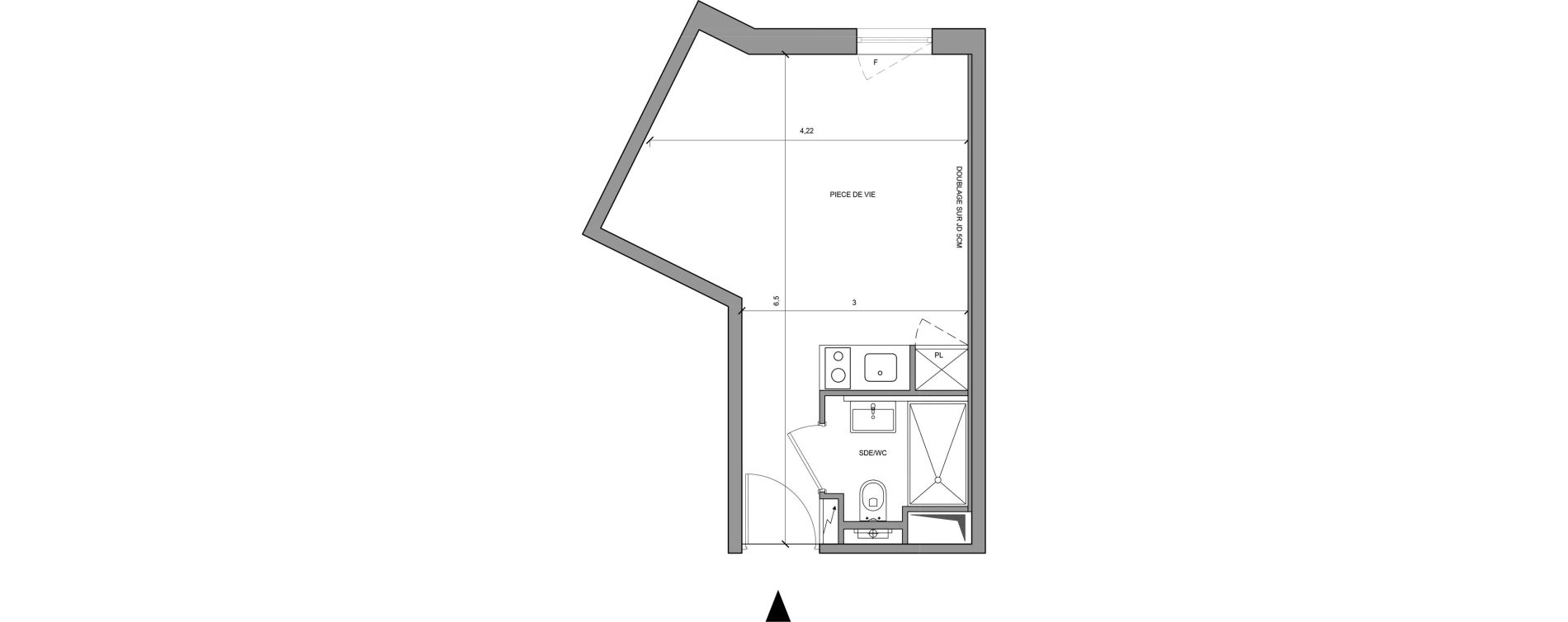 Studio meubl&eacute; de 22,30 m2 &agrave; Roissy-En-France Centre