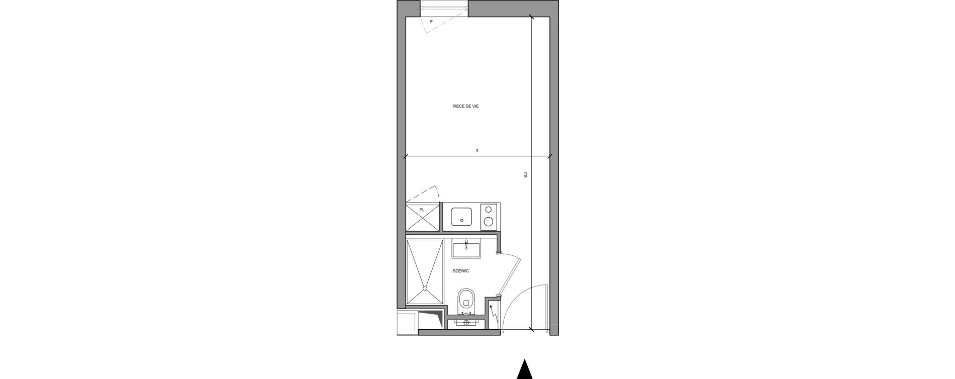 Studio meubl&eacute; de 18,30 m2 &agrave; Roissy-En-France Centre