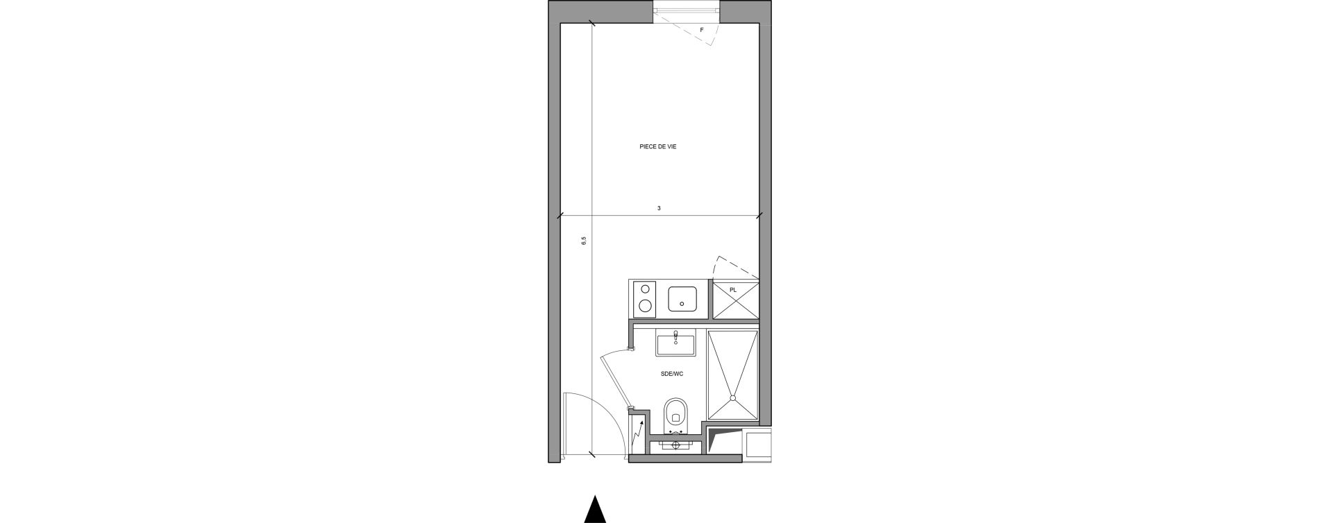 Studio meubl&eacute; de 18,30 m2 &agrave; Roissy-En-France Centre