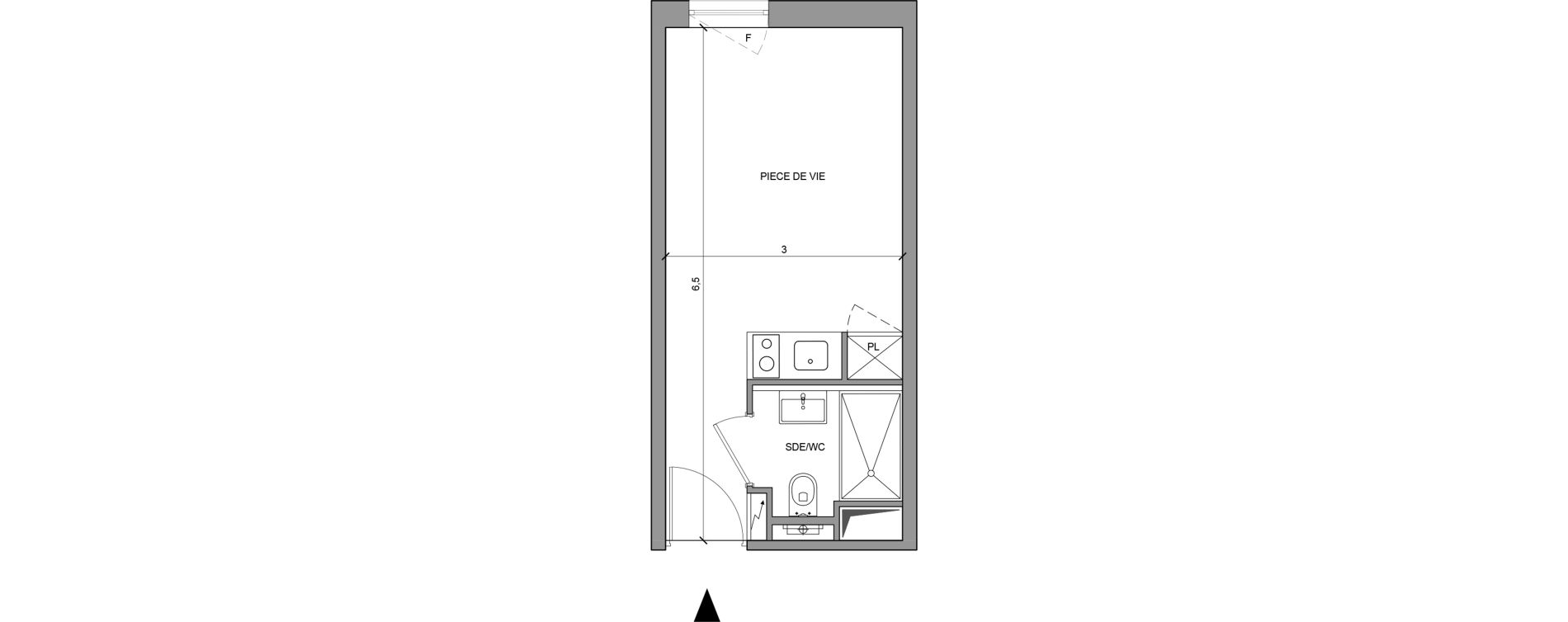 Studio meubl&eacute; de 18,30 m2 &agrave; Roissy-En-France Centre