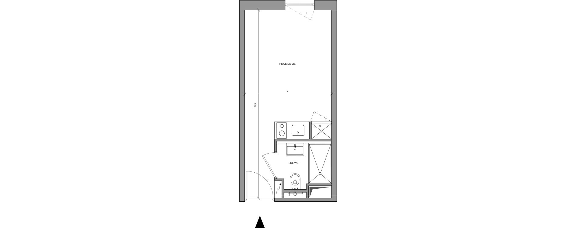 Studio meubl&eacute; de 18,30 m2 &agrave; Roissy-En-France Centre