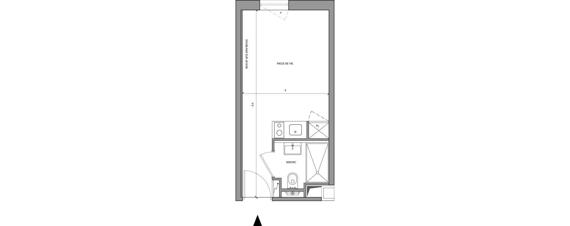 Studio meubl&eacute; de 18,30 m2 &agrave; Roissy-En-France Centre