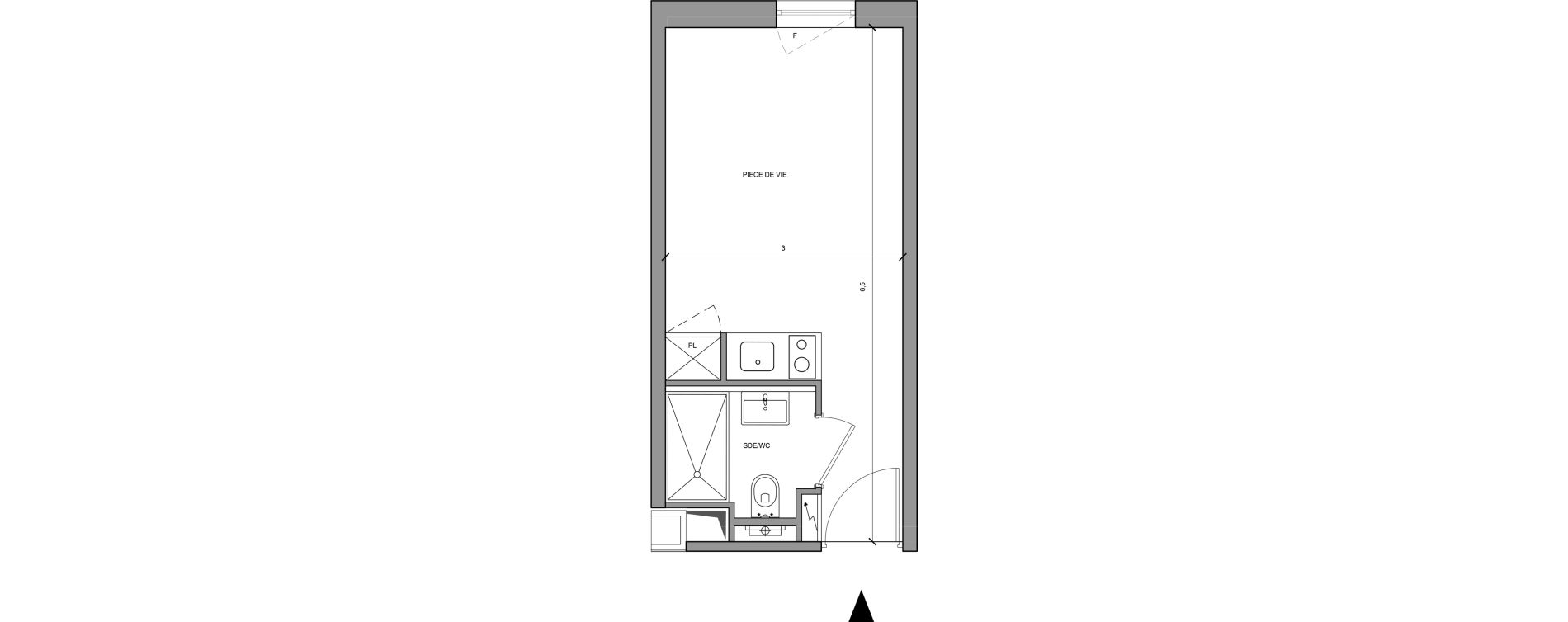 Studio meubl&eacute; de 18,30 m2 &agrave; Roissy-En-France Centre