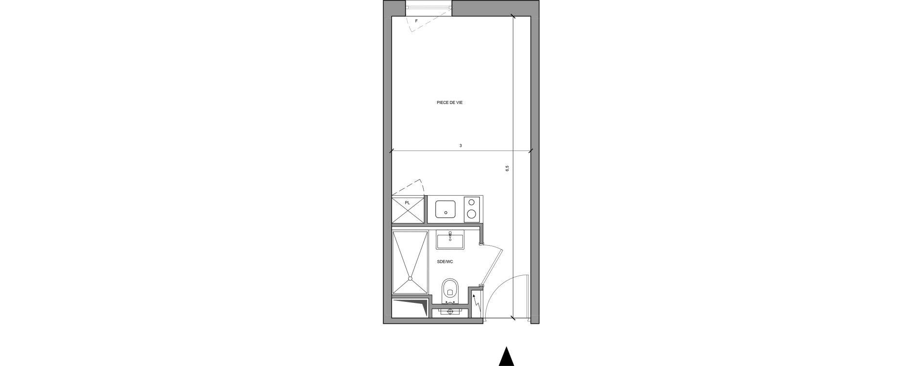 Studio meubl&eacute; de 18,30 m2 &agrave; Roissy-En-France Centre