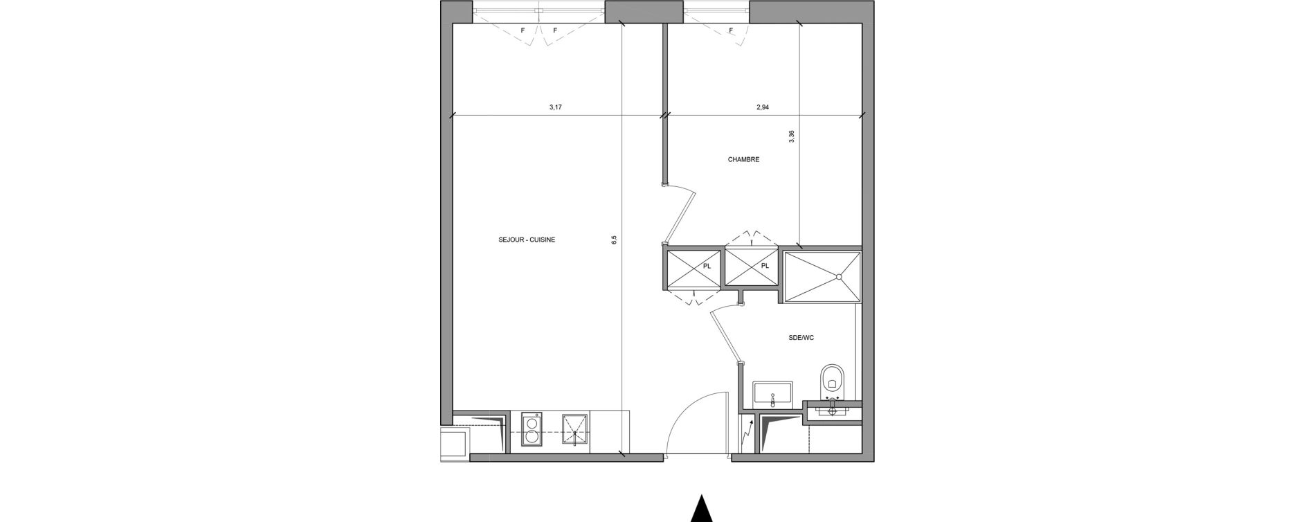 Appartement T2 meubl&eacute; de 37,50 m2 &agrave; Roissy-En-France Centre