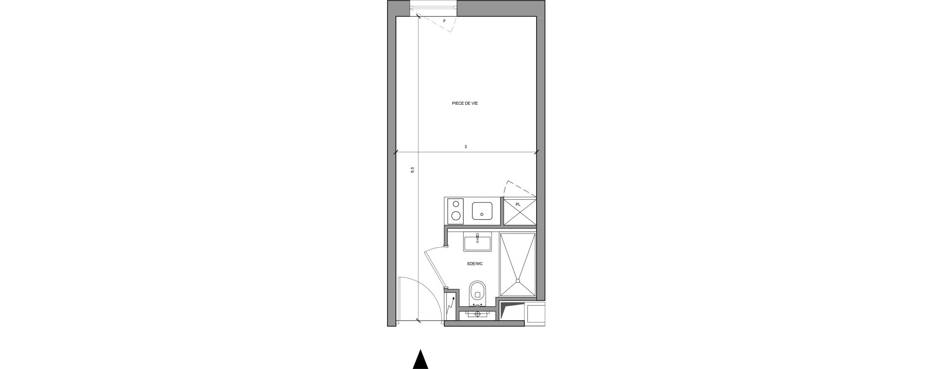 Studio meubl&eacute; de 18,30 m2 &agrave; Roissy-En-France Centre