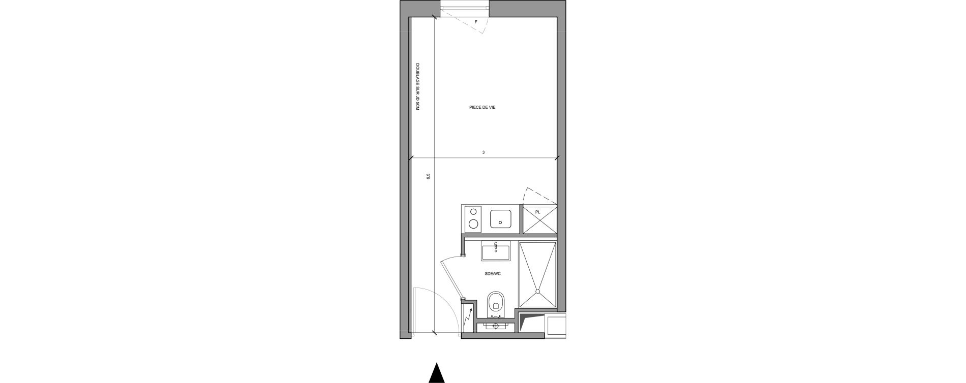 Studio meubl&eacute; de 18,30 m2 &agrave; Roissy-En-France Centre