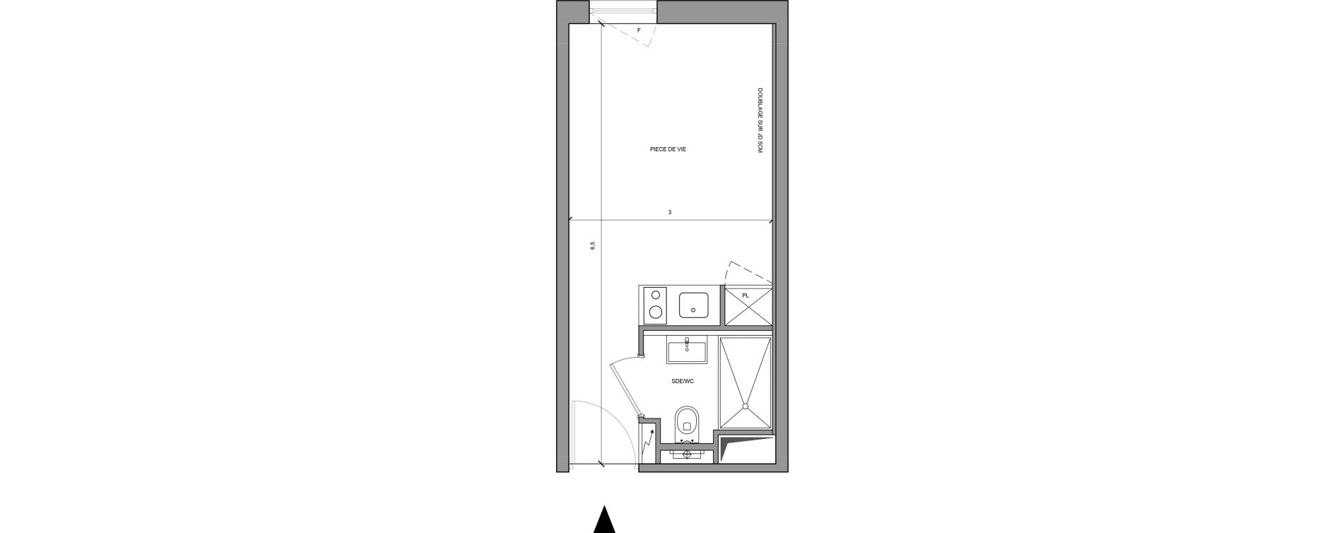 Studio meubl&eacute; de 18,30 m2 &agrave; Roissy-En-France Centre