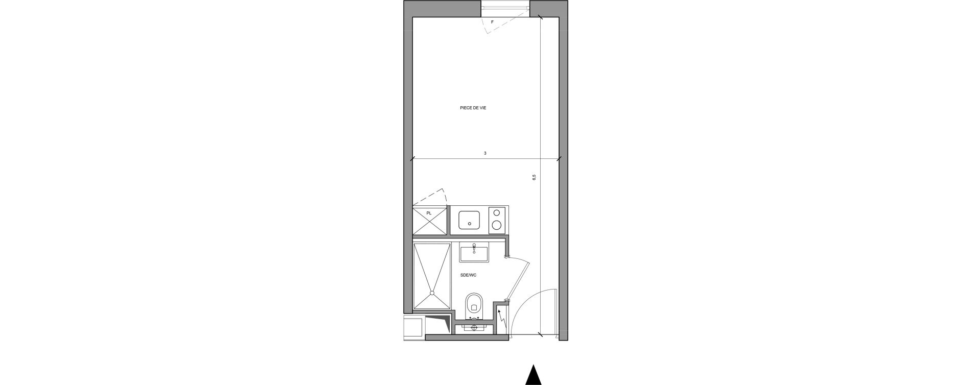 Studio meubl&eacute; de 18,30 m2 &agrave; Roissy-En-France Centre