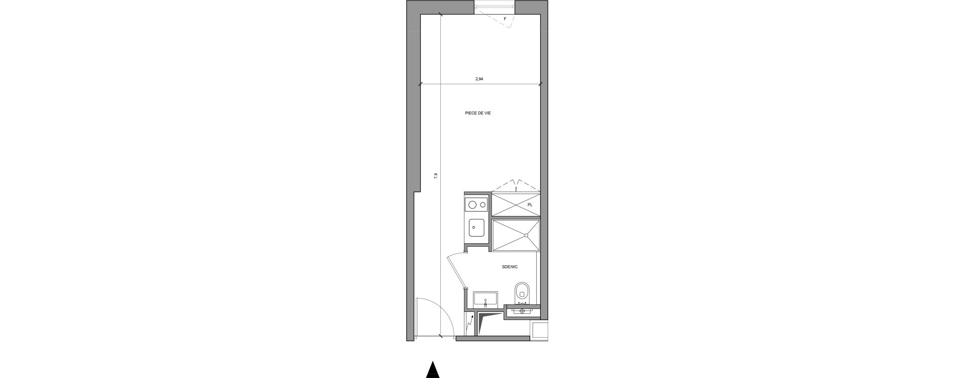 Studio meubl&eacute; de 22,10 m2 &agrave; Roissy-En-France Centre