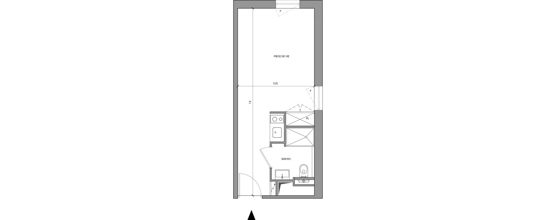 Studio meubl&eacute; de 23,70 m2 &agrave; Roissy-En-France Centre