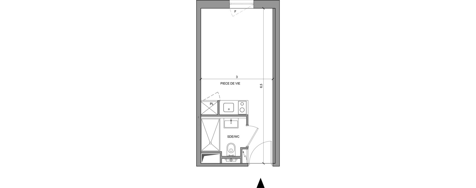 Studio meubl&eacute; de 18,30 m2 &agrave; Roissy-En-France Centre