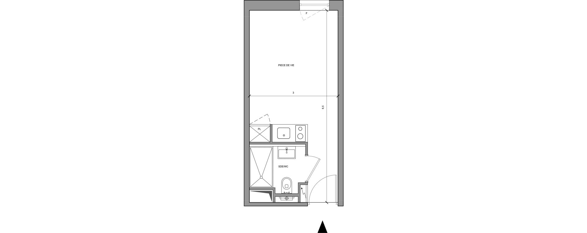 Studio meubl&eacute; de 18,30 m2 &agrave; Roissy-En-France Centre