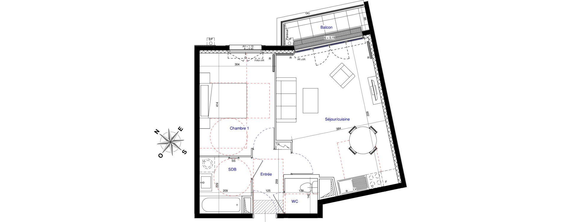 Appartement T2 de 45,26 m2 &agrave; Saint-Leu-La-For&ecirc;t Centre
