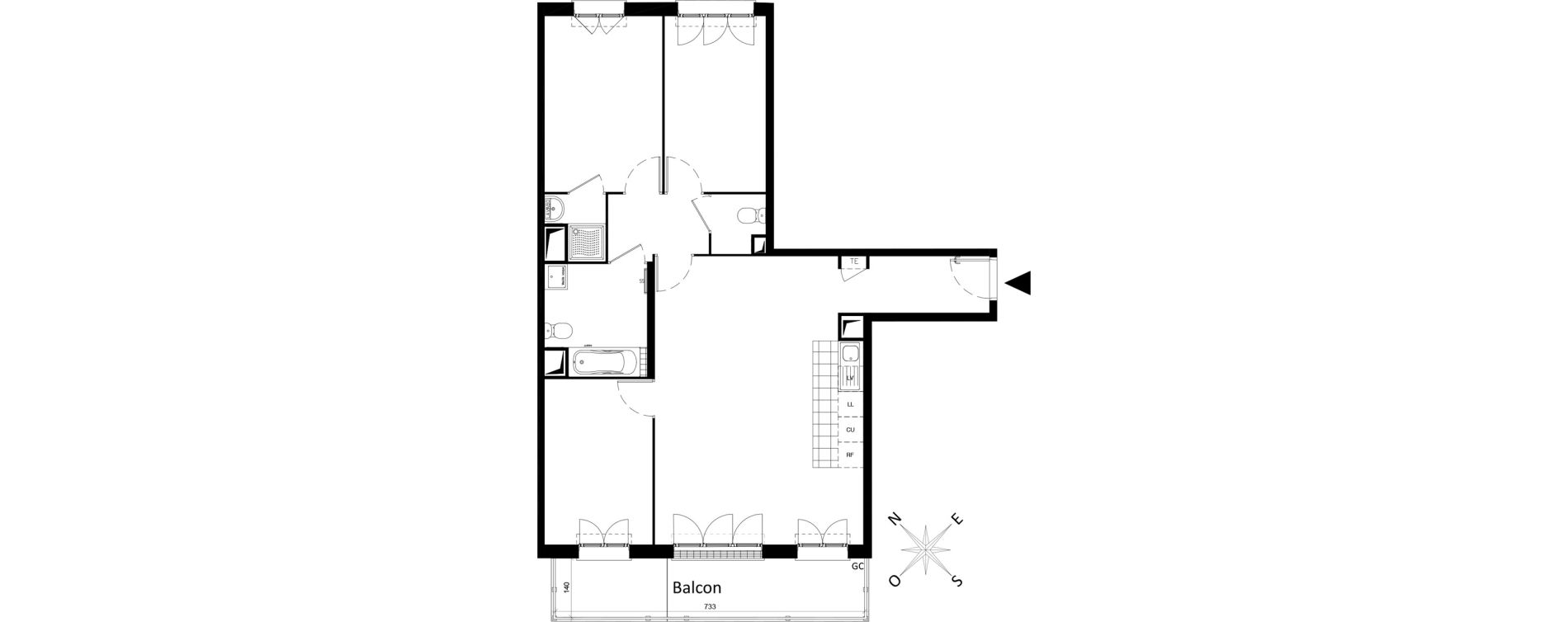 Appartement T4 de 82,44 m2 &agrave; Saint-Leu-La-For&ecirc;t Centre