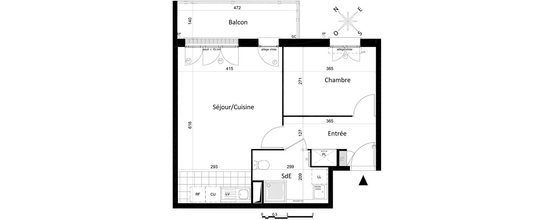 Appartement T2 de 44,05 m2 &agrave; Saint-Leu-La-For&ecirc;t Centre