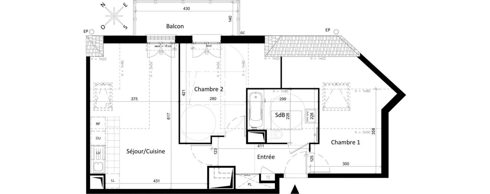Appartement T3 de 56,78 m2 &agrave; Saint-Leu-La-For&ecirc;t Centre