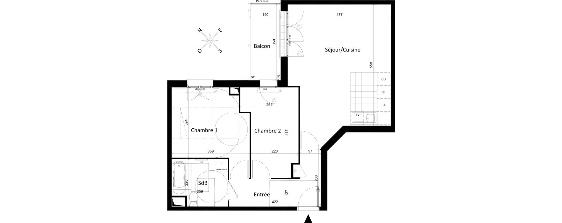 Appartement T3 de 60,41 m2 &agrave; Saint-Leu-La-For&ecirc;t Centre