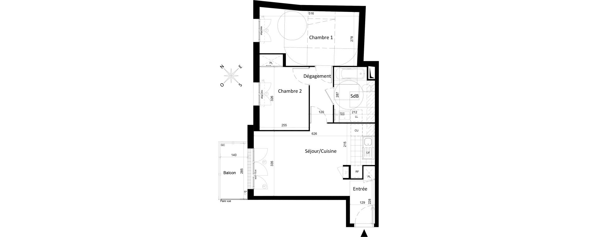 Appartement T3 de 55,84 m2 &agrave; Saint-Leu-La-For&ecirc;t Centre