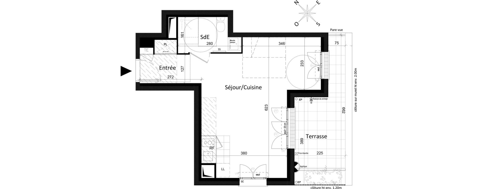 Appartement T1 de 33,30 m2 &agrave; Saint-Leu-La-For&ecirc;t Centre