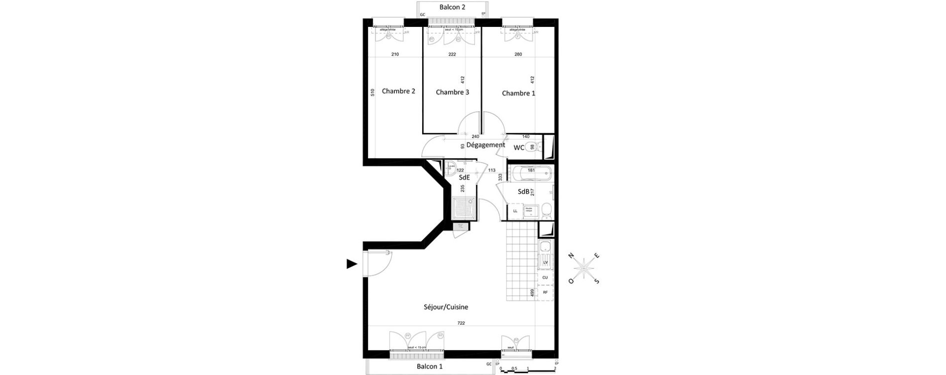 Appartement T4 de 77,09 m2 &agrave; Saint-Leu-La-For&ecirc;t Centre