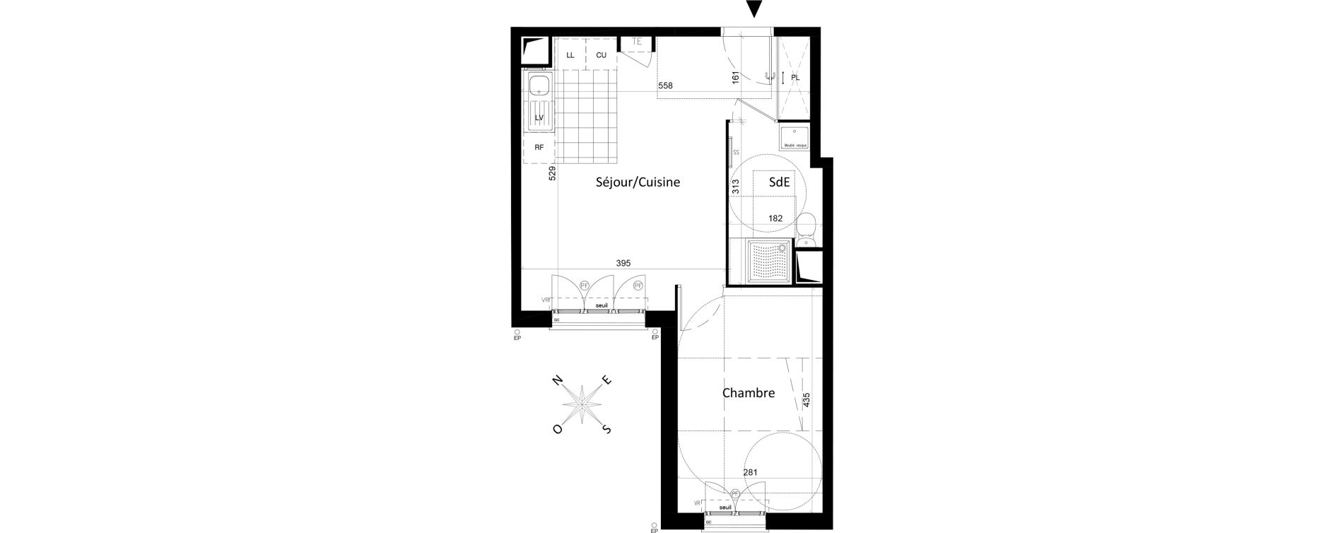 Appartement T2 de 39,59 m2 &agrave; Saint-Leu-La-For&ecirc;t Centre