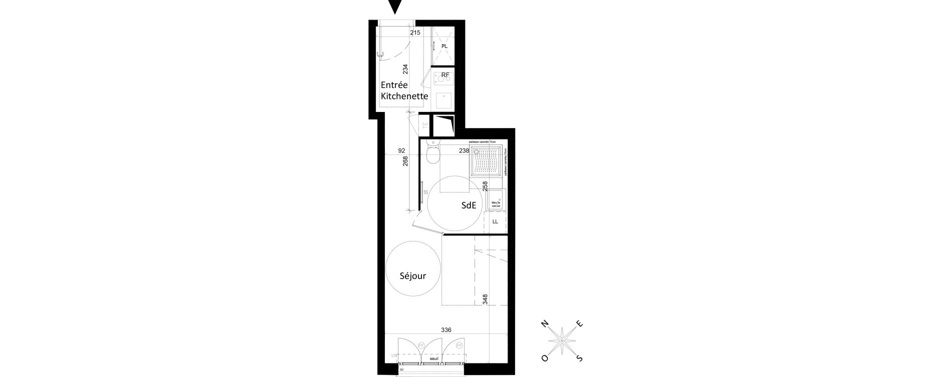 Appartement T1 de 25,94 m2 &agrave; Saint-Leu-La-For&ecirc;t Centre
