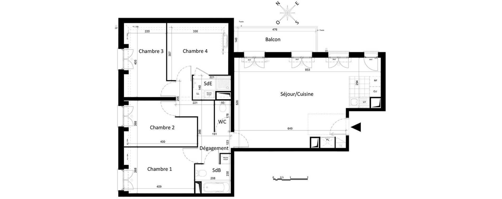 Appartement T5 de 94,26 m2 &agrave; Saint-Leu-La-For&ecirc;t Centre