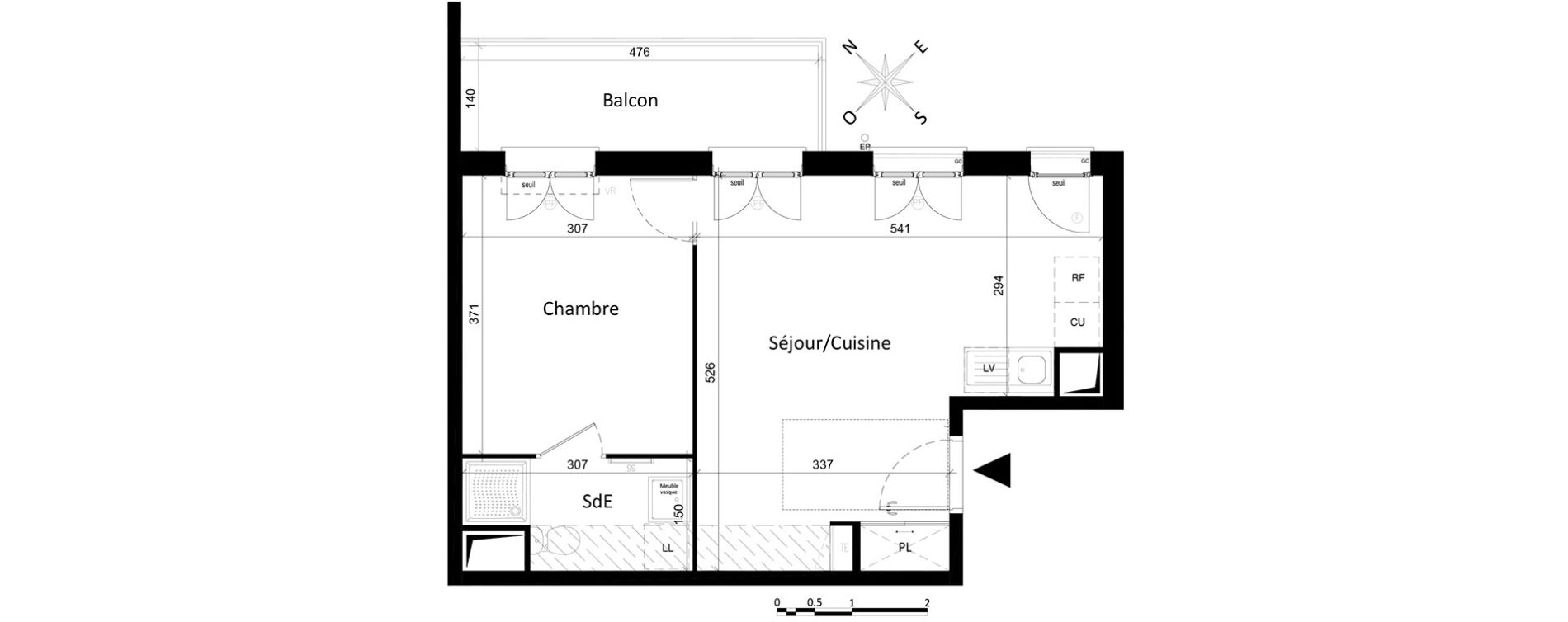 Appartement T2 de 38,48 m2 &agrave; Saint-Leu-La-For&ecirc;t Centre
